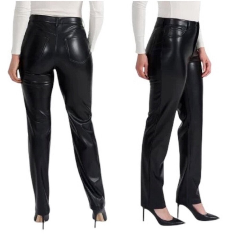Joie Faux Leather Black Straight Leg Pant